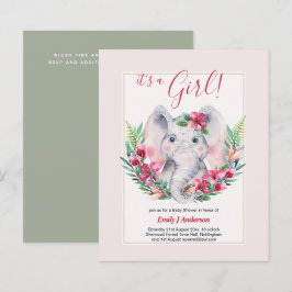 Lámina CHICAS Flores elefantes Baby Shower REVELACIÓN DE 