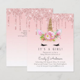 Lámina Chicas rosas de la invitación a Baby Shower de Uni