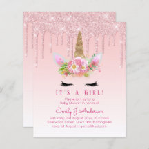 Chicas rosas de la invitación a Baby Shower de Uni