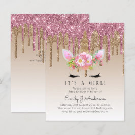 Lámina Chicas rosas de la invitación a Baby Shower de Uni