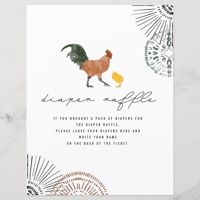 Lámina Chickens Baby Shower Diaper Raffle (Anverso)