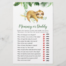 Lámina Chico tropical Sloth Baby Shower mami o papi