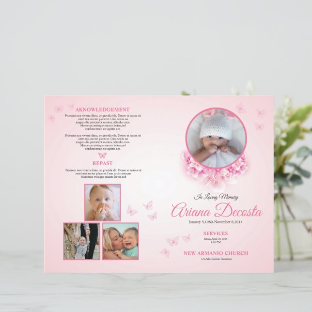 Lámina Child Funeral Program Template | Editable Memorial (Anverso de pie)