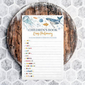 Lámina Children's Book Emoji Coastal Baby Shower Game