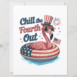 Lámina Chill The Fourth Out Funny 4th of July Flamingo
