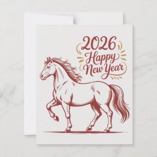 Lámina Chinese New Year 2026 Red Fire Horse Card