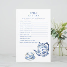 Lámina Chinoiserie azul y blanco derrame juego de ducha d