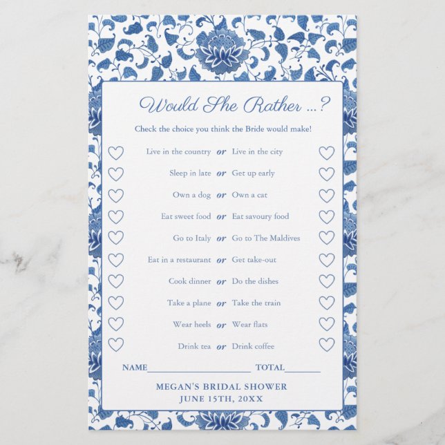 Lámina Chinoiserie Este O Ese Juego De Ducha De Novias (Anverso)