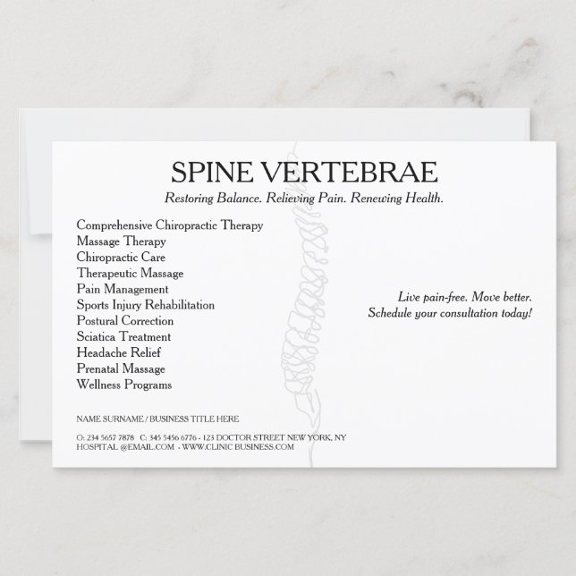 Lámina Chiropractor Licensed Massage Therapist brochure (Anverso)