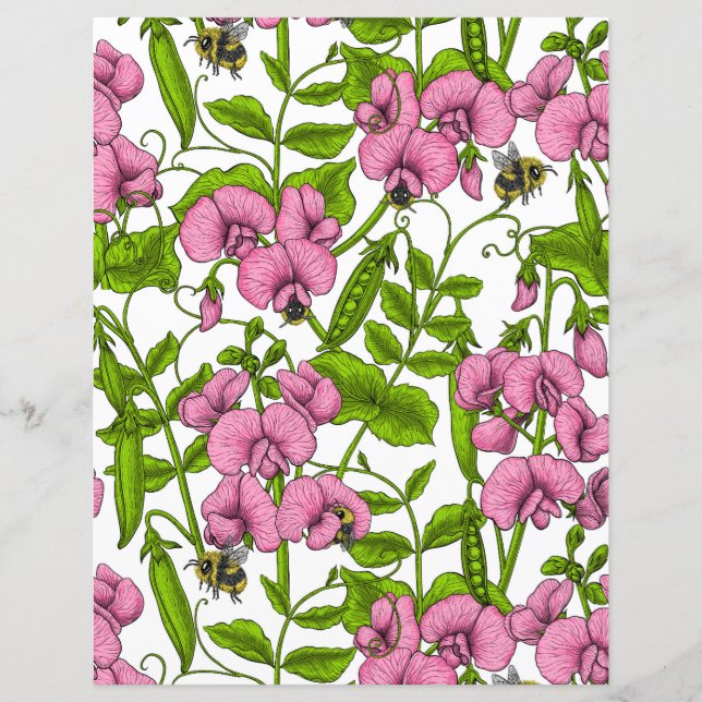 Lámina Chiseles y abejorros, rosa, verde y blanco (Anverso)
