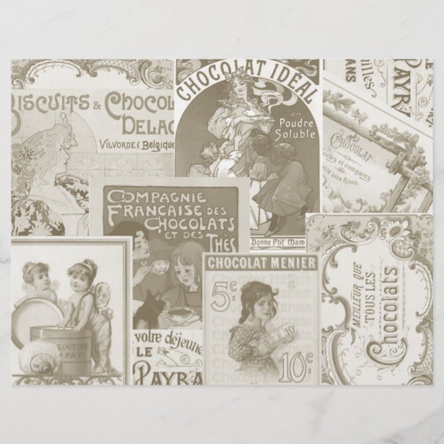 Lámina Chocolat Francais publicité Découpage et Collage (Anverso)