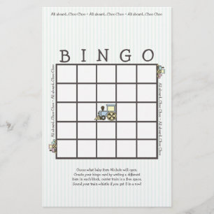Lámina Choo Choo Baby Bingo Shower Game