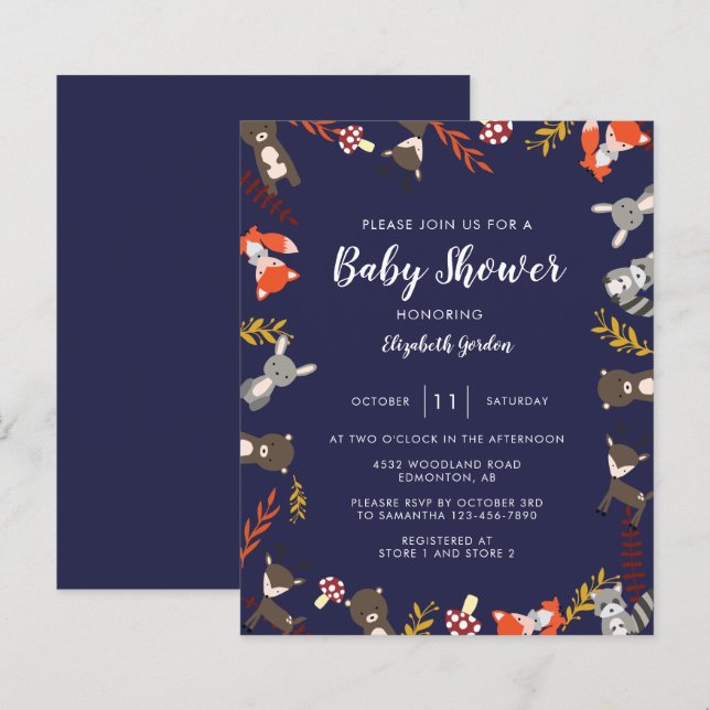 Lámina Chorreado Bosque Baby Shower Dulce Bosque Neutral (Anverso / Reverso)