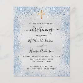 Lámina Christening silver blue twyboy Invitación presupue