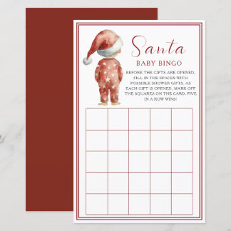 Lámina Christmas Baby Shower Bingo Santa Baby Game