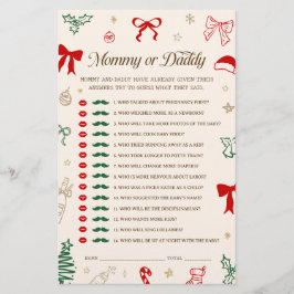 Lámina Christmas Baby Shower Guess Mommy or Daddy Game