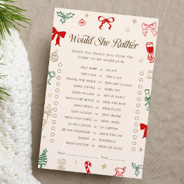 Lámina Christmas Bridal Shower Would She Rather Game