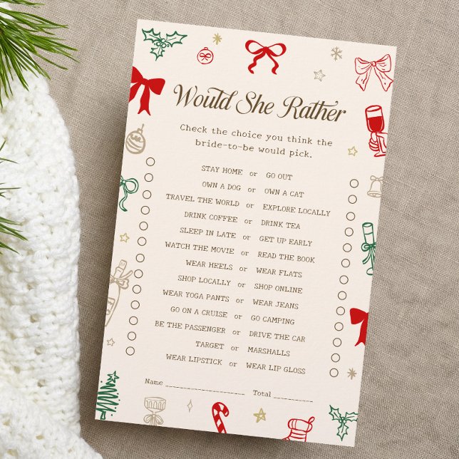Lámina Christmas Bridal Shower Would She Rather Game (Subido por el creador)