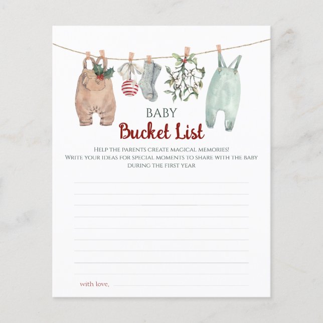 Lámina Christmas Clothes Baby Bucket List (Anverso)