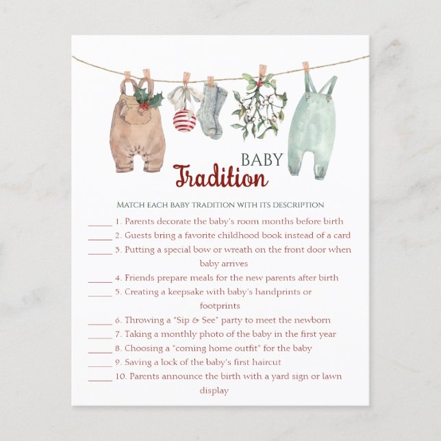 Lámina Christmas Clothes Baby Traditions Game (Anverso)