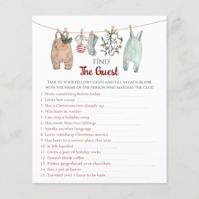 Lámina Christmas Clothes Find The Guest Game  (Anverso)