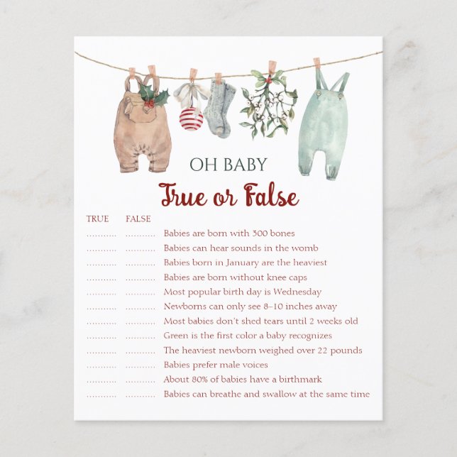 Lámina Christmas Clothes Oh Baby True or False (Anverso)