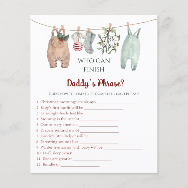 Lámina Christmas Clothes Who Can Finish Daddy 's Phrase (Anverso)