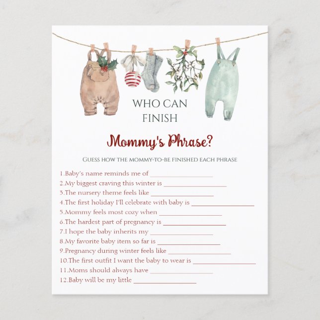 Lámina Christmas Clothes Who Can Finish Mommy's Phrase (Anverso)