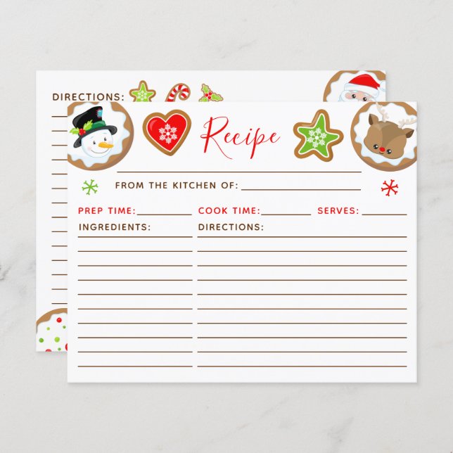 Lámina Christmas Cookie Exchange Red and Green Recipe  (Anverso / Reverso)