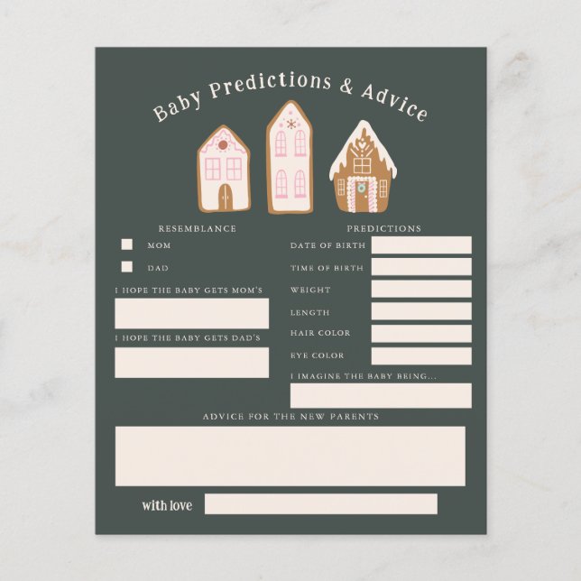 Lámina Christmas Girl Baby Shower Baby Predictions Card (Anverso)