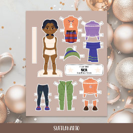Lámina Christmas Paper Doll Indian Girl Winter Outfits