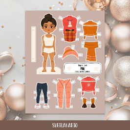 Lámina Christmas Paper Doll Latina Girl Winter Outfits