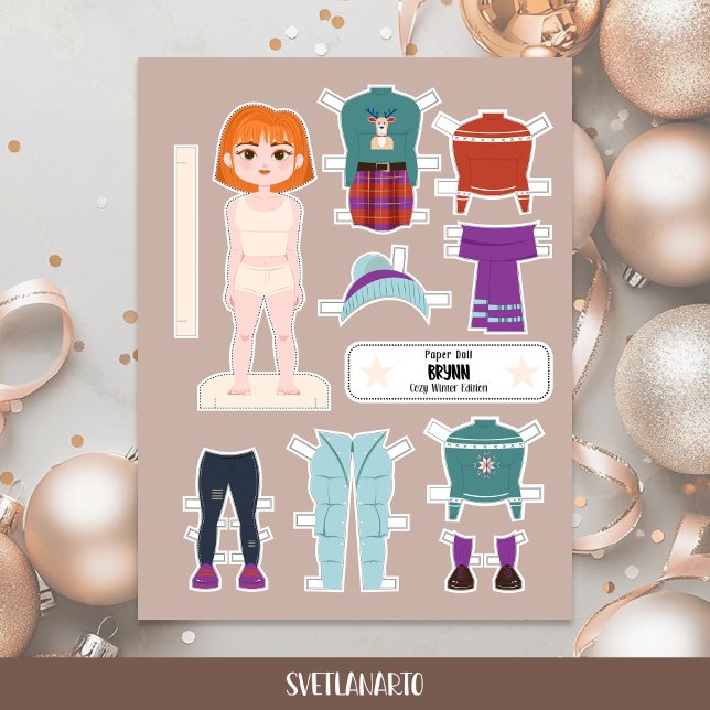 Lámina Christmas Paper Doll Redhead Girl Winter Outfits (Subido por el creador)