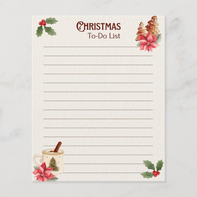 Lámina Christmas To-Do List Notepad (Anverso)