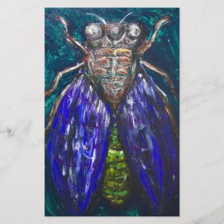 Lámina Cicada azul (pintura de insectos de realismo surre