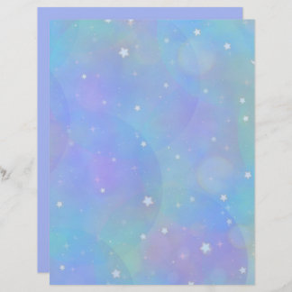 Lámina Cielo azul brillante con estrellas y nubes