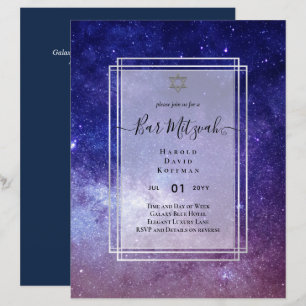 Lámina Cielos encima del BAR MITZVAH Galaxy Blue Gold Ele