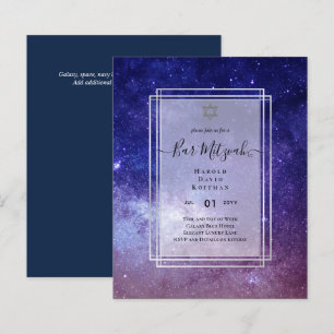 Lámina Cielos encima del BAR MITZVAH Galaxy Blue Gold Ele