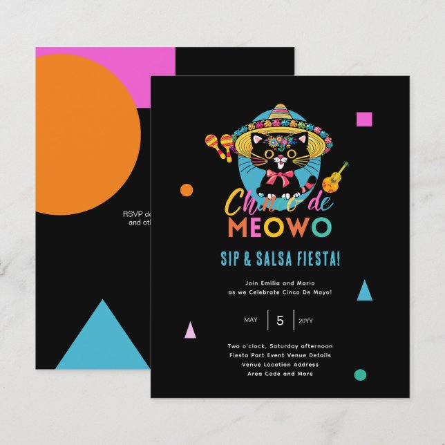 Lámina Cinco de Meowo Fiesta de Fiesta Cat Mayo (Anverso / Reverso)