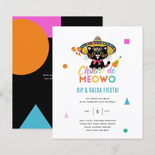 Lámina Cinco De Meowo Fun Fiesta 5 de Mayo Tema Del Gato (Anverso / Reverso)