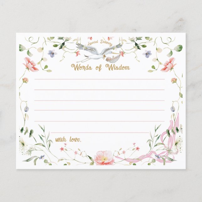 Lámina Cinta de flores silvestres de cigüeñas palabras de (Anverso)