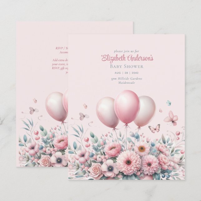 Lámina Cinta de rosas rosadas Pastel Baby Shower Elegant  (Anverso / Reverso)