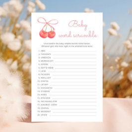 Lámina Cinta rosa Cherry Baby Shower Word Scramble Game