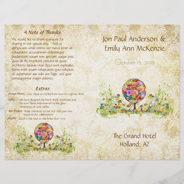 Lámina Círculo forestal mágico de Boda de árbol de flores (Anverso)