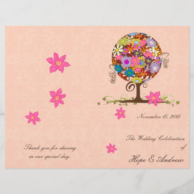 Lámina Círculo forestal mágico de Boda de árbol de flores (Anverso)