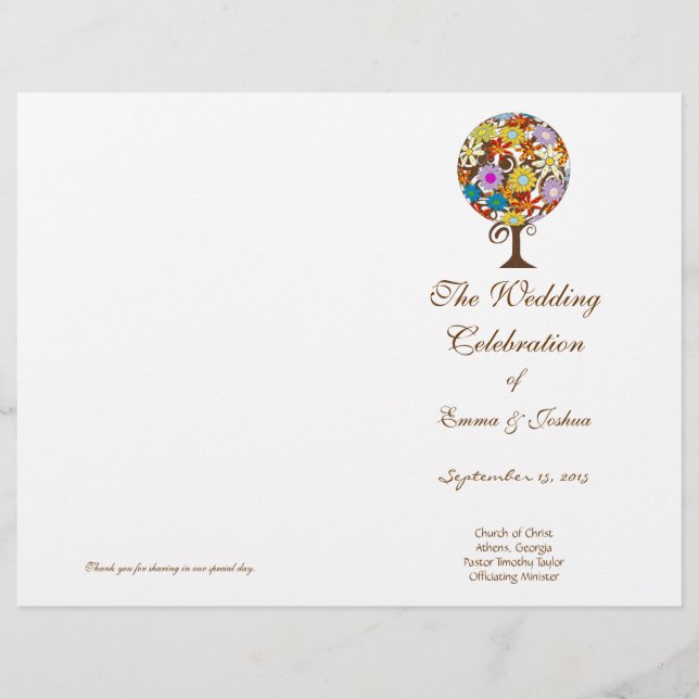 Lámina Círculo forestal mágico de Boda de árbol de flores (Anverso)