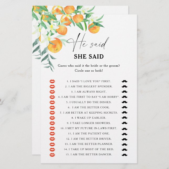 Lámina Citrus - Dijo que dijo que el juego de la ducha de (Anverso / Reverso)