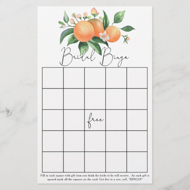 Lámina Citrus - Juego de bingo de ducha de novia (Anverso)