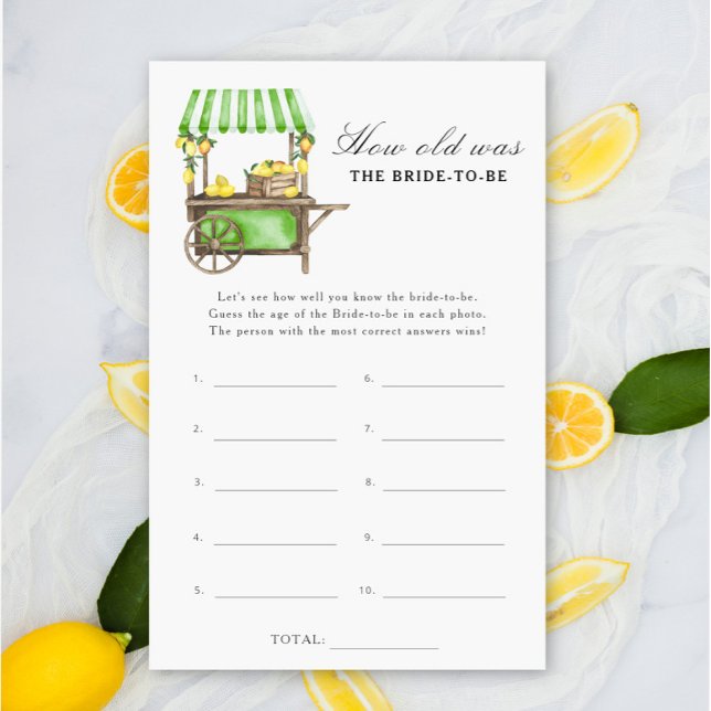 Lámina Citrus lemon - How old was the bride to be game (Subido por el creador)