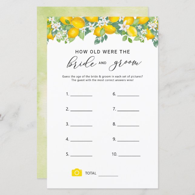 Lámina Citrus Lemon ¿Qué Edad Tenían Los Juegos De Novias (Anverso / Reverso)